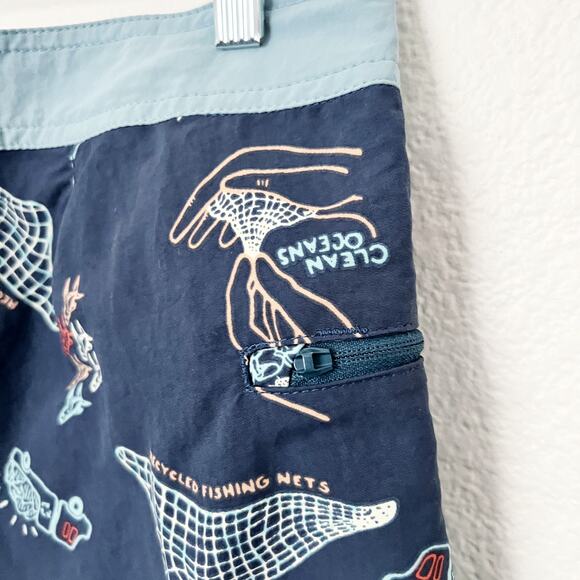 [Patagonia] Tidepool Blue Clean Currents Men's Wavefarer Boardshorts Surf Sz 32 - Picture 8 of 12